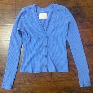 Citizens Of Humanity Blue ribbed Cardigan Freja V neck size small